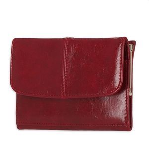 Time and Tru Frame Flap Wallet Burgundy Vinyl ID Window Card Slots
